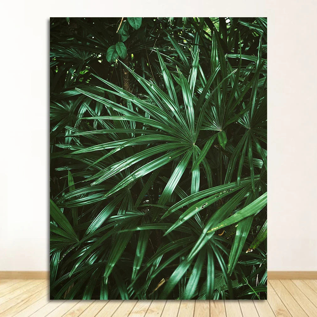 Nordic Tropical Green Leaf Nature Posters Veggkunst Fin Kunst Lerrettrykk Ambient Bilder av Ro for Stue Spisestue Hjemmekontor Dekor | Skanto