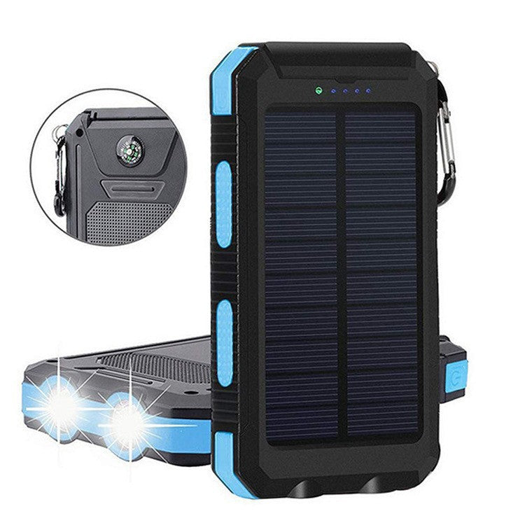 Solcellepowerbank med integrert LED-lampe og kompass Skanto