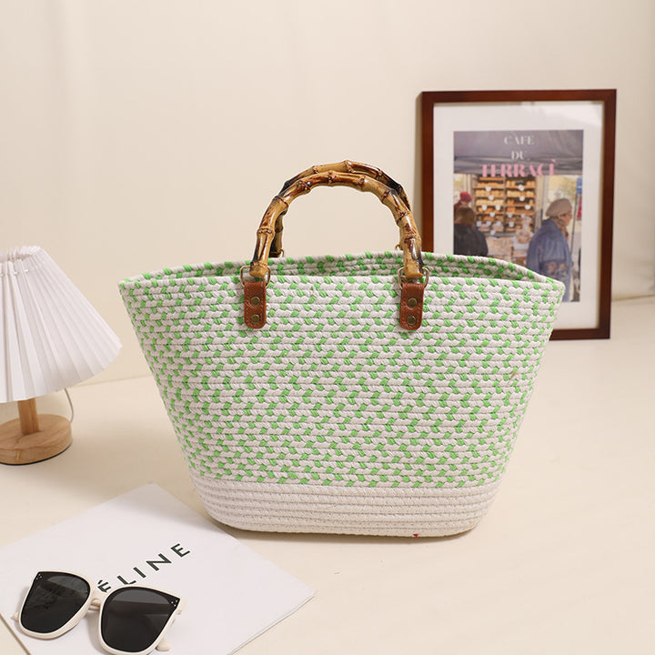Elegant Bast Shopper med bambushåndtak Skanto