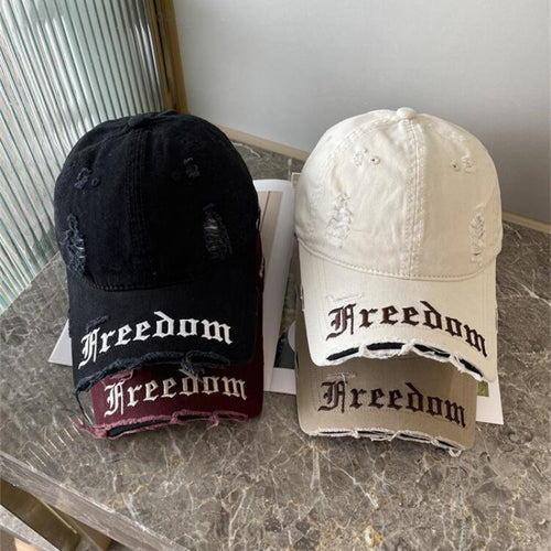 Kvinnenes slitte frihets broderte baseballcap Skanto