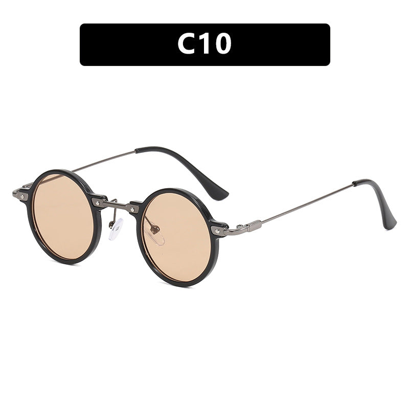 Damen moteriktig rund solbrille med stilig metallramme og polarisert glass Skanto