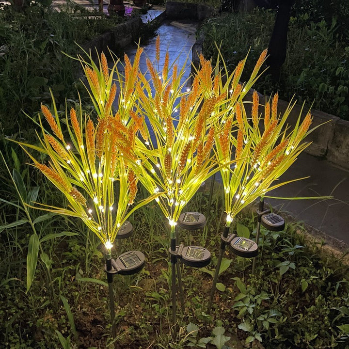 Solar LED Ornamental Risgrass Hage Stake Lys Med Mikro-LED Snor Og Bakke Spike Skanto