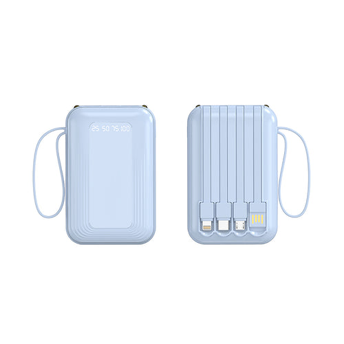 Multifunksjonell powerbank med integrert kabelsystem Skanto