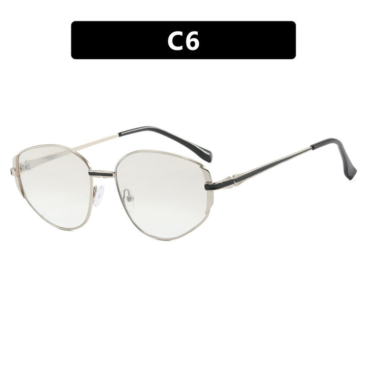 Dame moderne geometrisk solbrille med stilfull metallramme Skanto