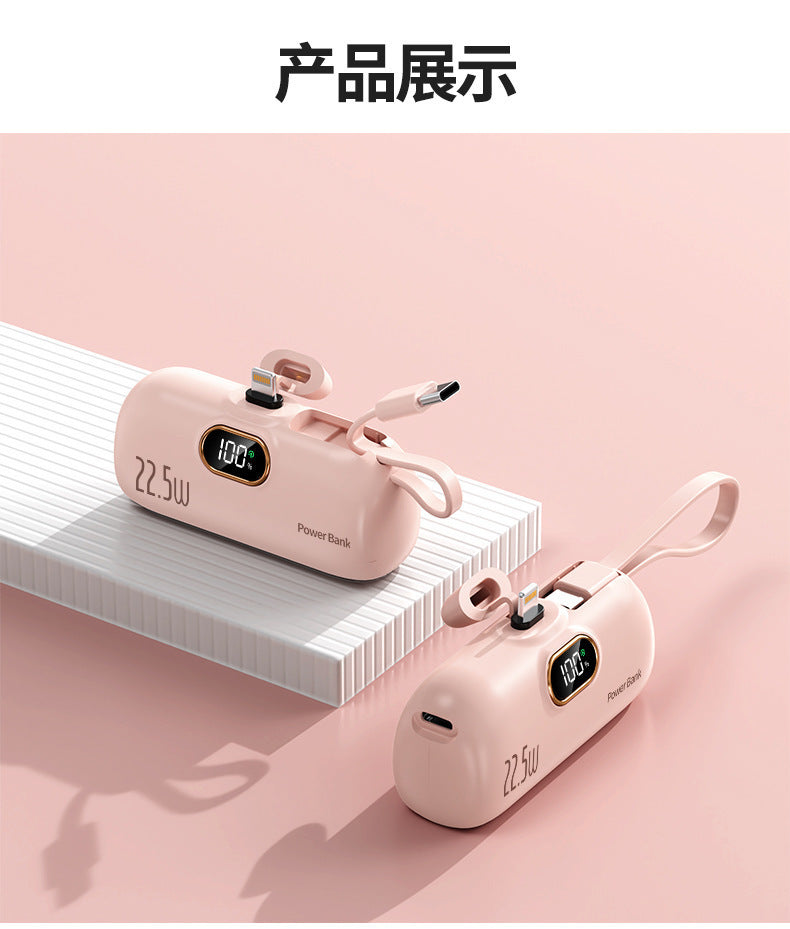Bærbar Powerbank med innovativ 22,5W hurtigladefunksjon og integrert kabelsystem Skanto