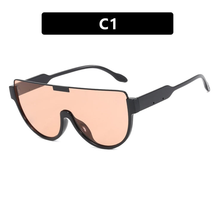 Dame futuristisk oversized solbrille med klar full-rim ramme Skanto