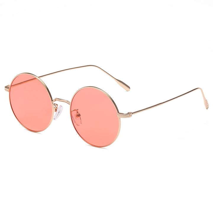 Dame rund solbrille med elegant metallramme og polarisert glass Skanto