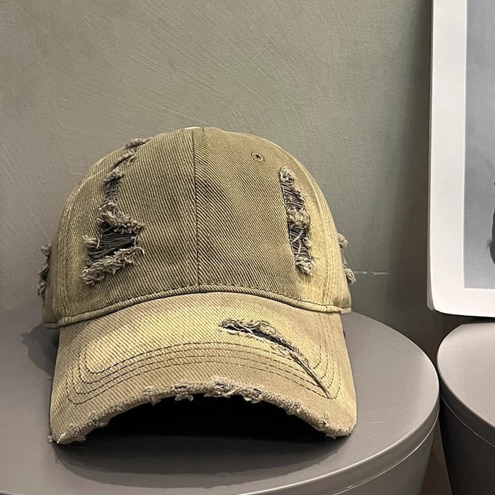 Kvinne's Slitt Svart Denim Baseball Caps Skanto