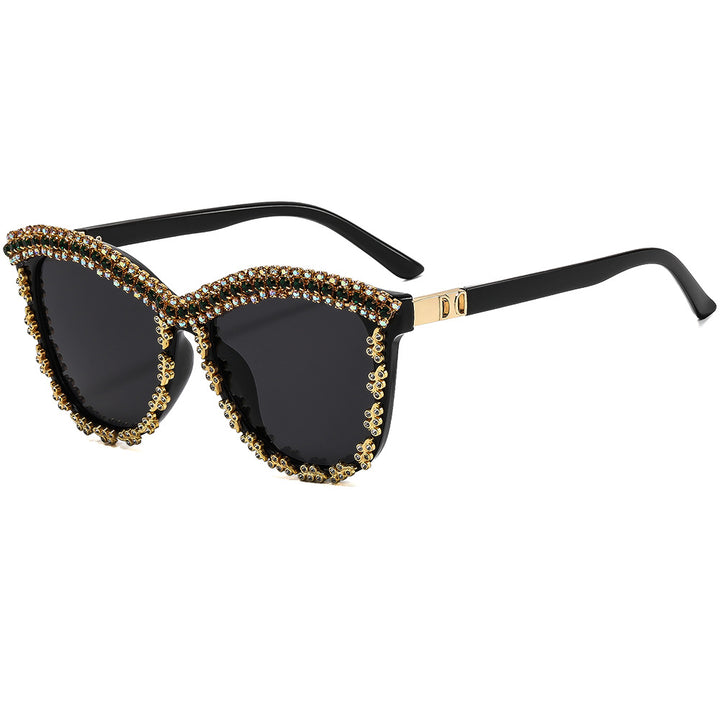 Dame solbrille med luksuriøs krystallbesettelse Skanto