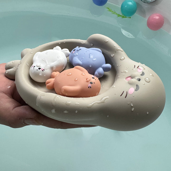Unisex Badeglede leketøyssett med søte flodhestfigurer Skanto