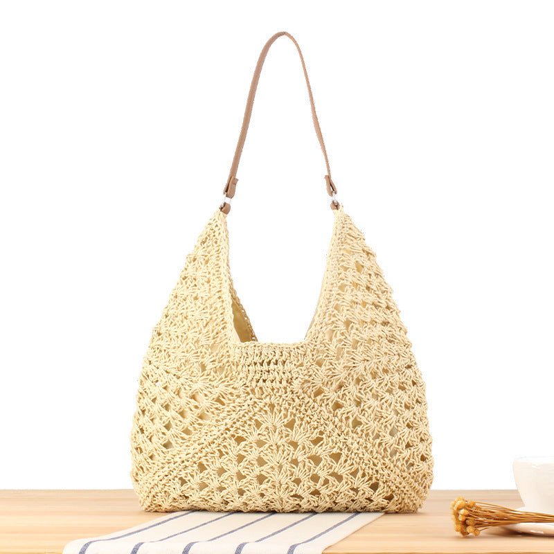 Shoulder Bag with Hand-Knotted Pattern and Leather Details Skanto