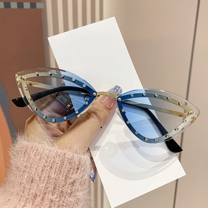 Dame Cat-Eye solbriller med glitrende krystallakenter Skanto