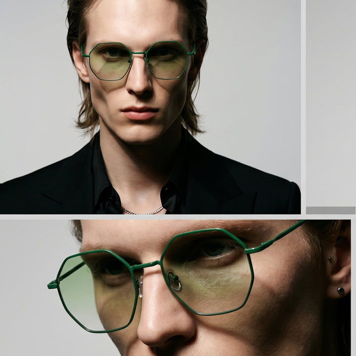 Dame oktagonal solbrille med elegante metallaksenter Skanto
