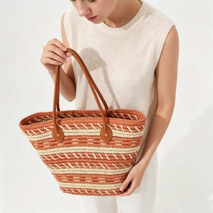 Bast-Strandbag med Elegant Strukturdesign Skanto