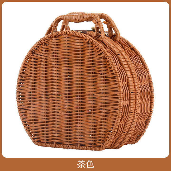 Damer Runde Wicker Håndveske Skanto