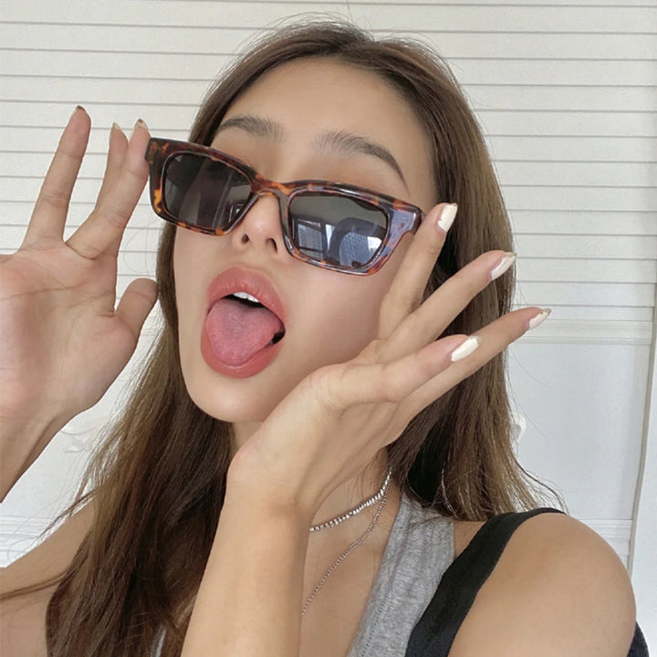 Dame Designer-solbrille med trendy skilpaddemønster Skanto
