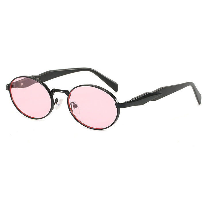 Dame designer solbrille med høyverdig rund ramme og beskyttende UV-filter Skanto