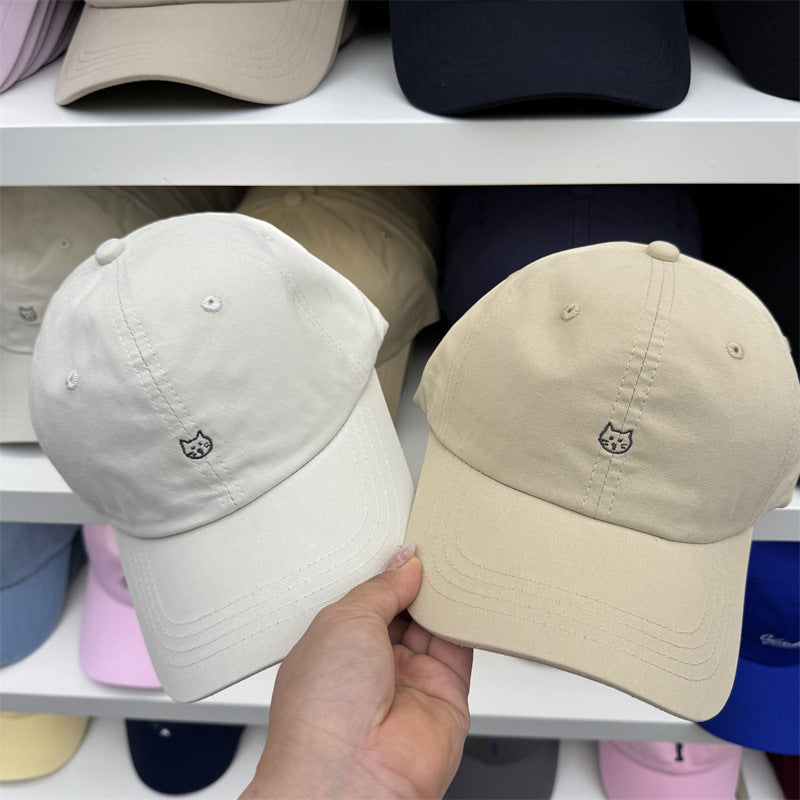 Kvinners katt-brodert bomull baseball cap Skanto