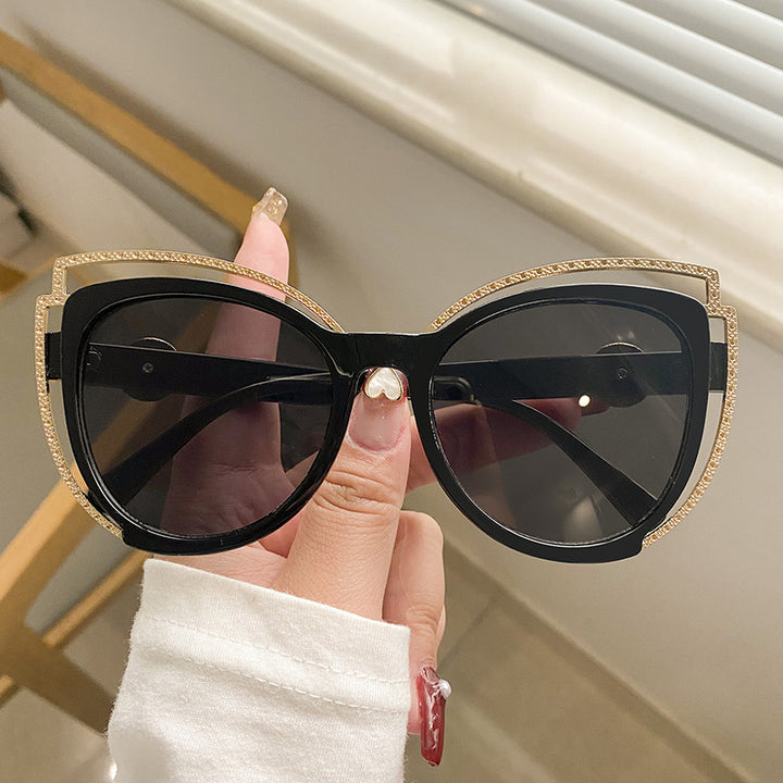 Dame Cat-Eye solbriller med glitrende detalj Skanto