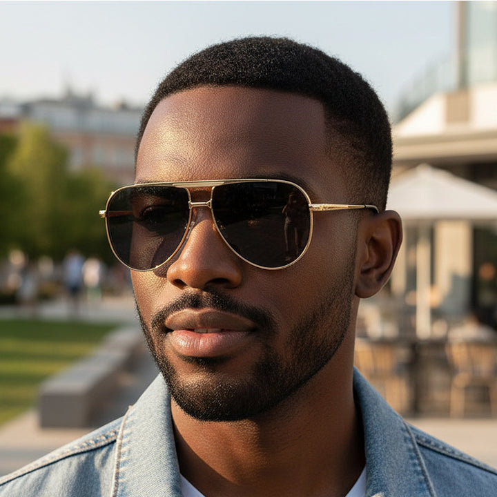 Dame modische Aviator-solbrille med elegant metallramme og UV400-beskyttelse Skanto