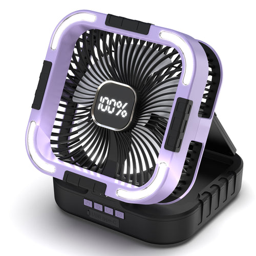 Solar-drevet campingvifte med LED-lys Skanto