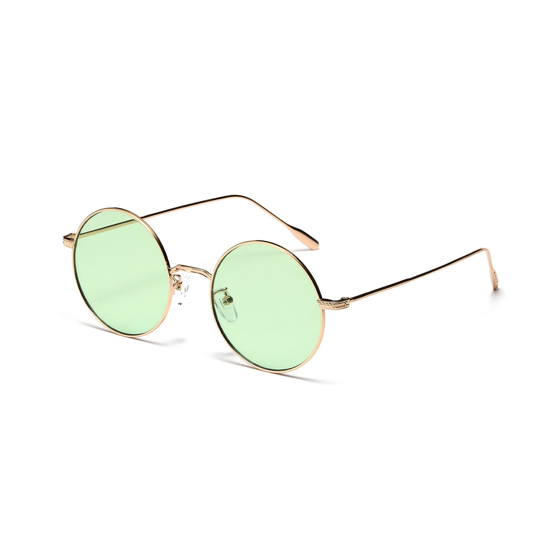 Dame rund moteriktig solbrille med glamorøs ramme Skanto