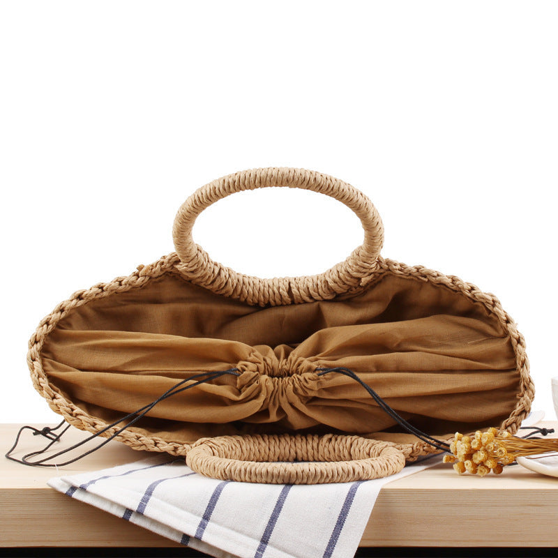 Tote Bag in Sturdy Woven Material with Modern Circle Design Skanto