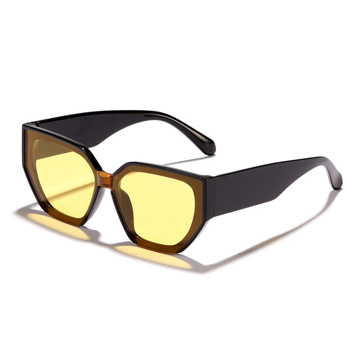 Dame trendy oversized solbriller med stilig hexagon-design Skanto