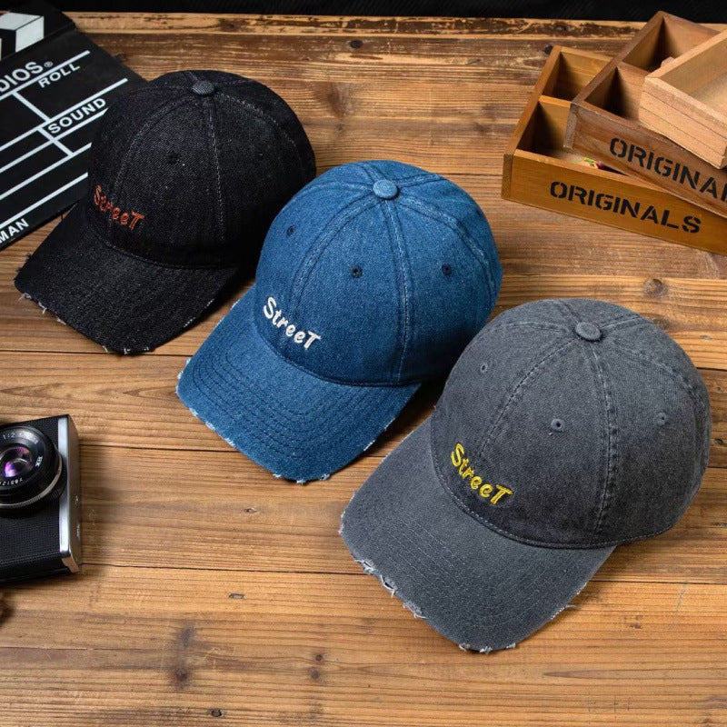 Kvinneødelagt denim baseball cap Skanto 1784084141