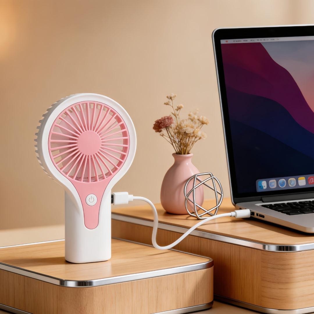 Bærbar USB-håndvifte med ergonomisk grep og variabel hastighetsinnstilling Skanto