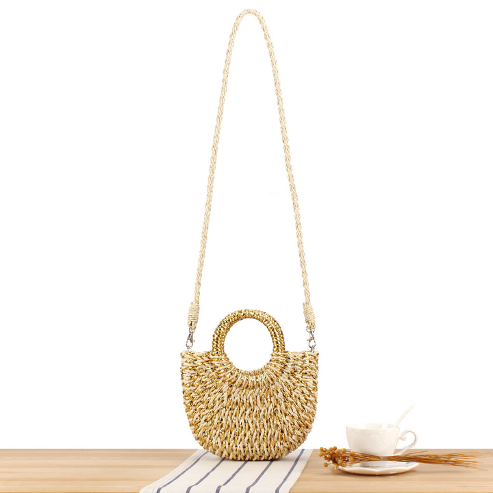 Stilfulle Flettet Crossbody Bag med Rundt Håndtak Skanto