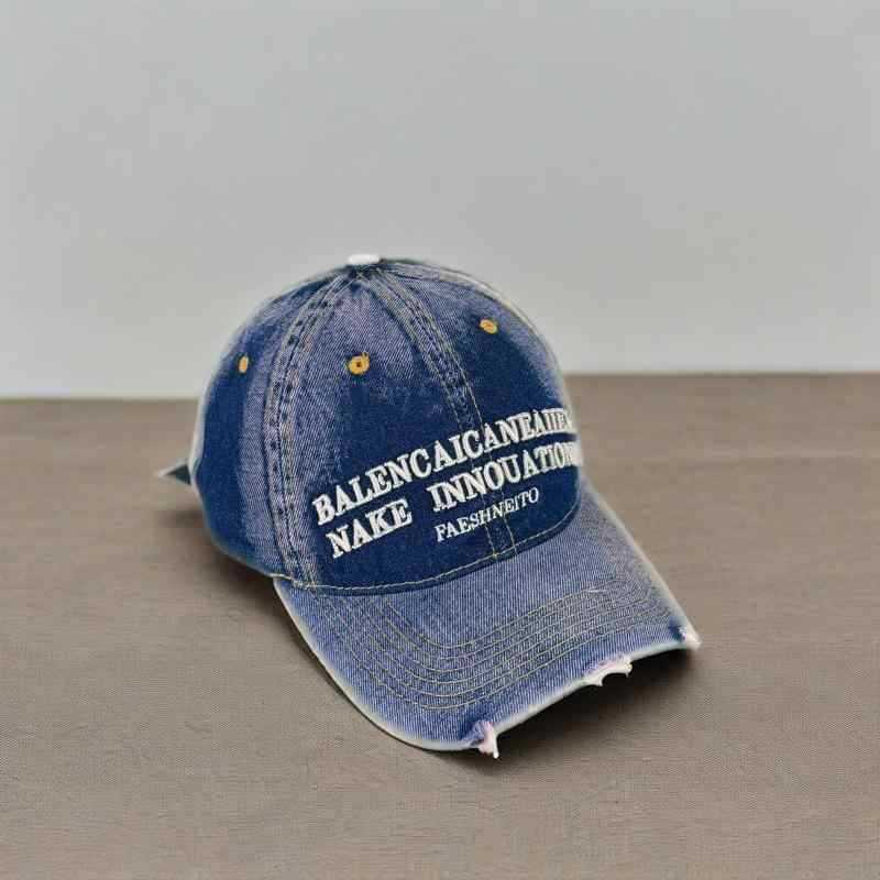 Unisex Vintage-Inspirert Slitt Denim Baseball Caps Skanto
