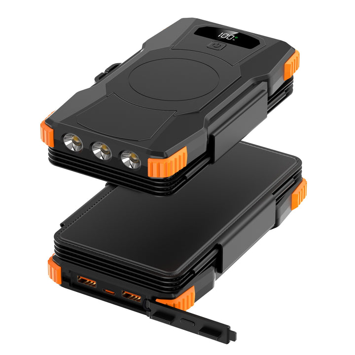Powerbank med solopplading og LED-lamper Skanto