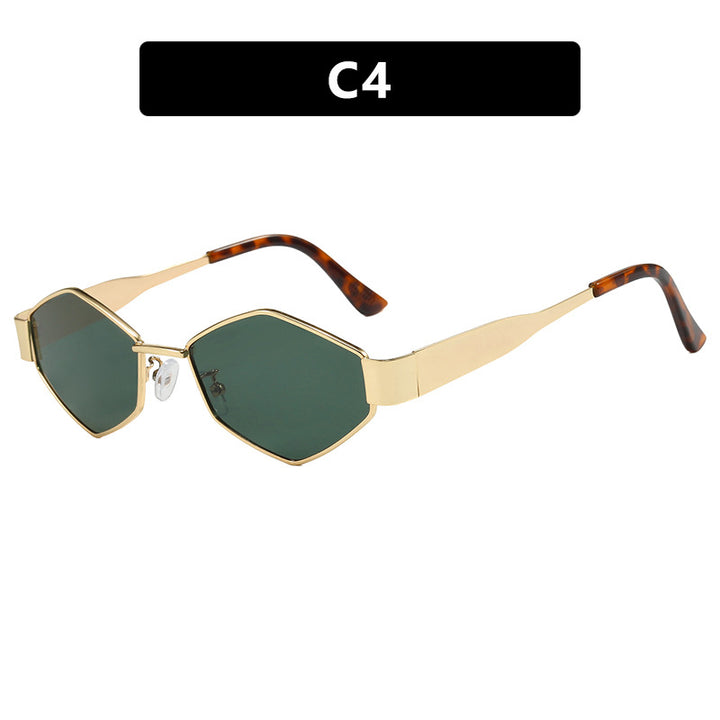 Damen geometrisk solbrille med smal metallramme og polarisert glass Skanto