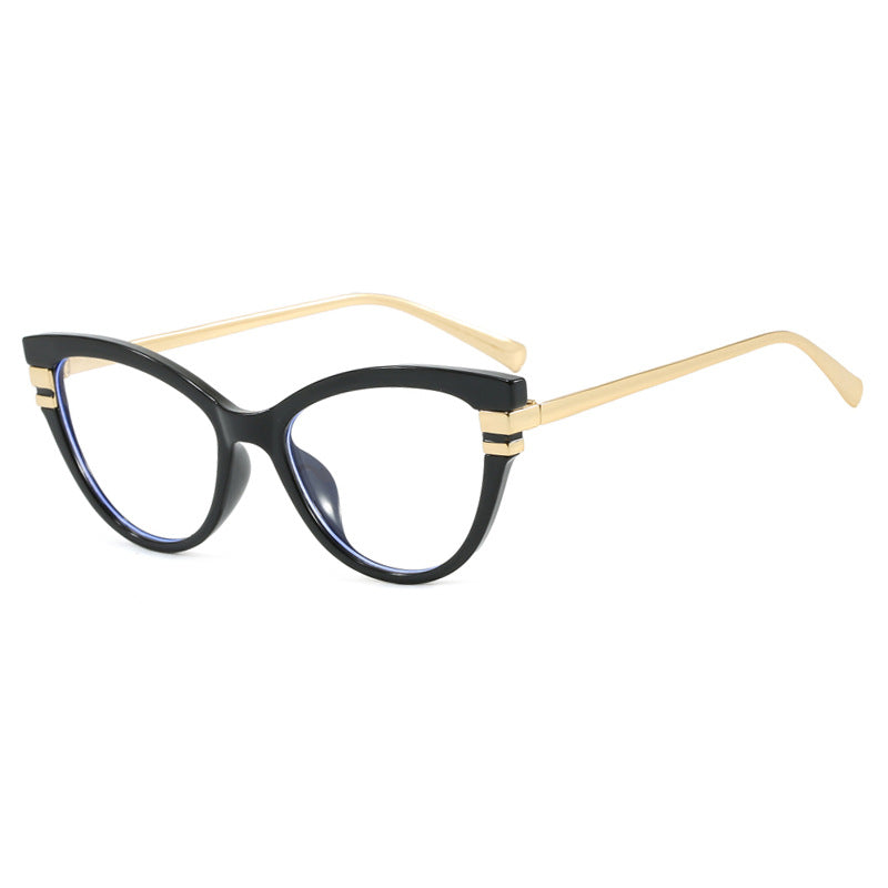 Dame Cat-Eye solbriller med elegant plastramme og gullaccentuer Skanto