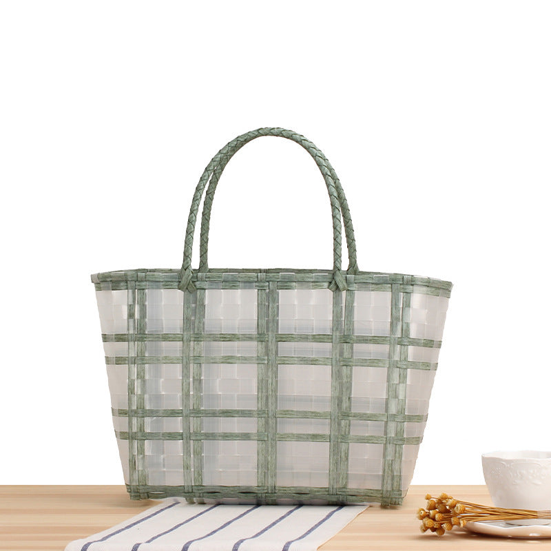 Modern basket bag with refined stripes Skanto