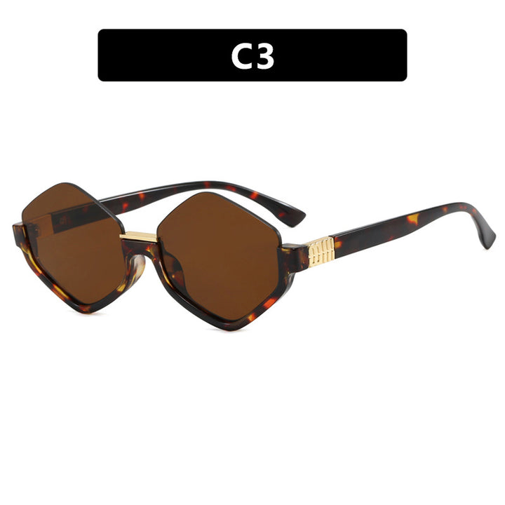 Dame moteriktig solbrille med trendy sekskantet ramme og beskyttende linser Skanto