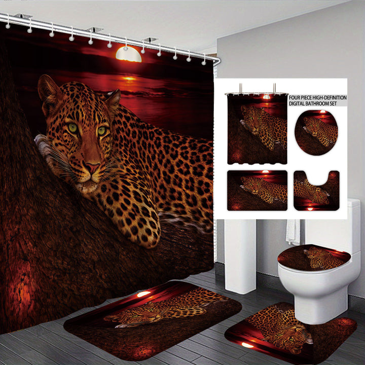 Høyoppløselig leopard-tema fire-delt baderomsett Skanto
