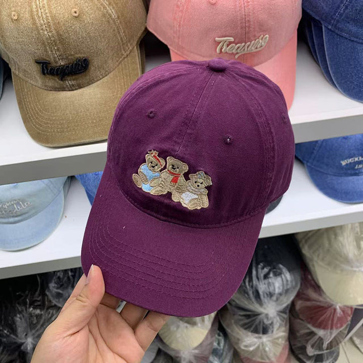 Kvinne Casual Brodert Teddy Bear Baseball Cap Skanto