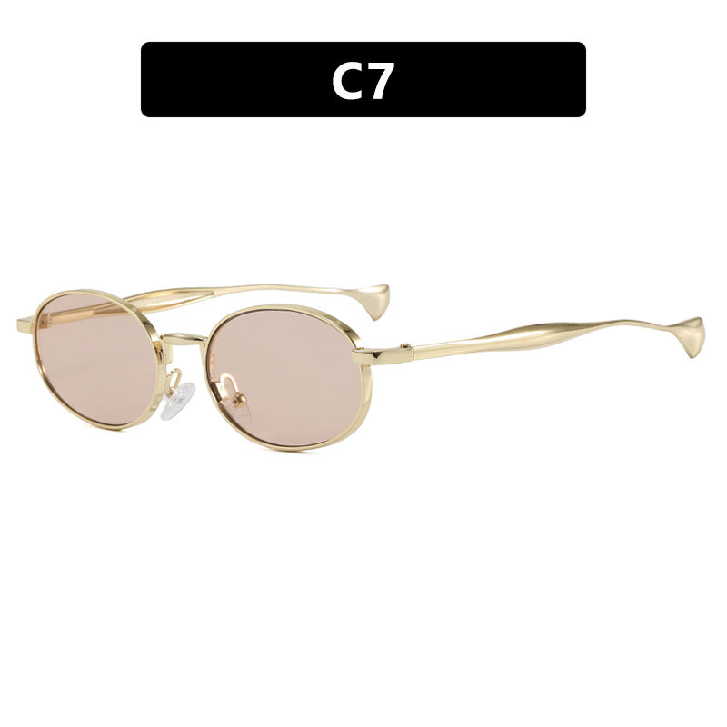 Dame robust rund solbrille med speilglass Skanto
