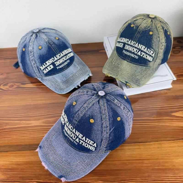 Unisex Vintage-Inspirert Slitt Denim Baseball Caps Skanto