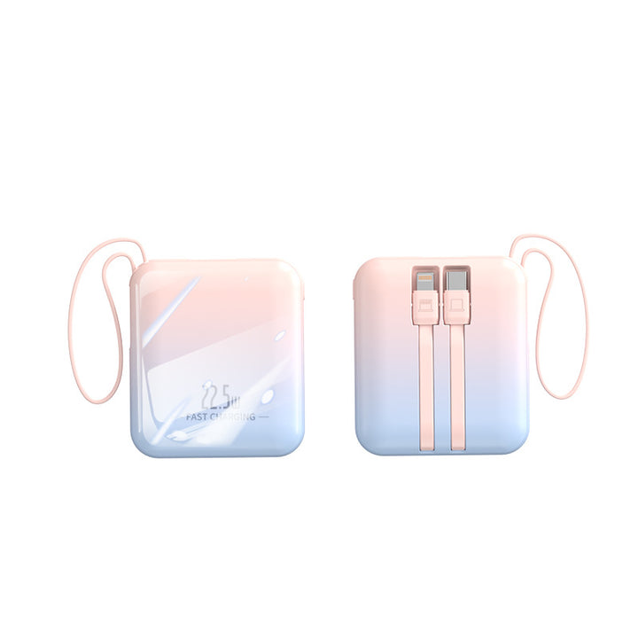 Raskladbar powerbank med integrert kabel Skanto