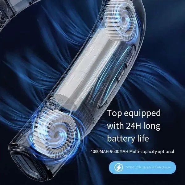 Unisex one-size portable rechargeable bladeless neck fan with adjustable airflow and silent brushless motor Skanto