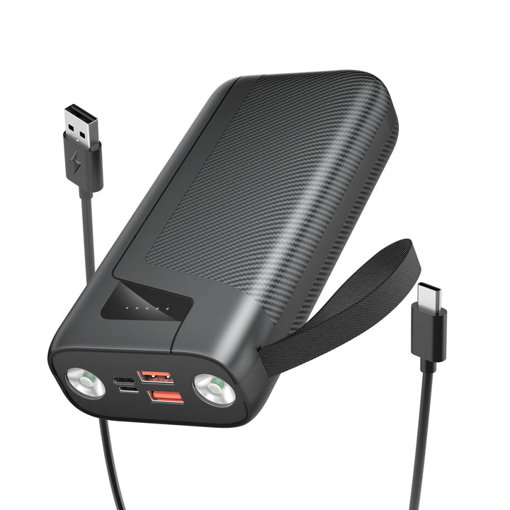 Bærbar powerbank med integrert lommelykt og hurtigladingsfunksjon Skanto