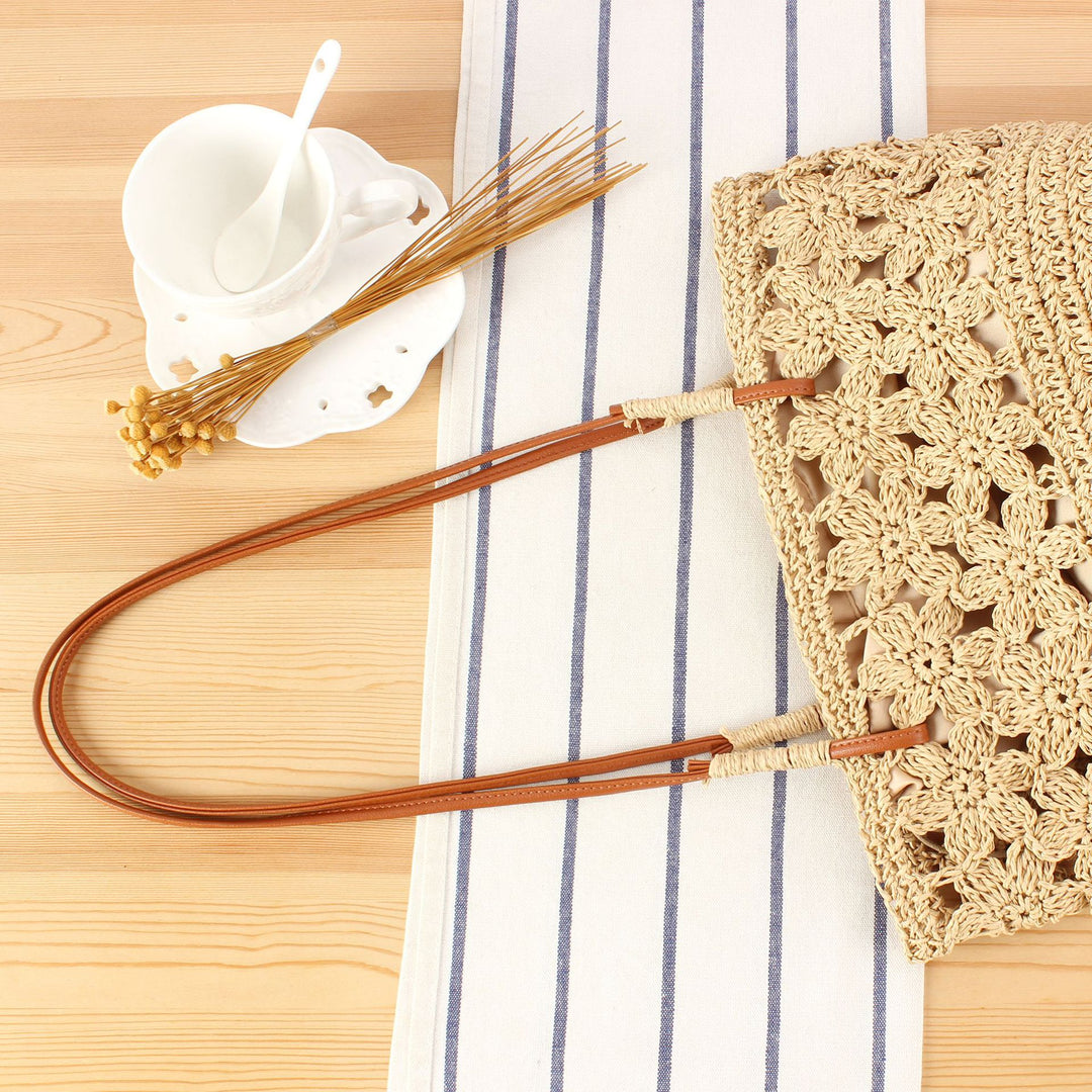 Hand-knotted beach bag with floral details Skanto