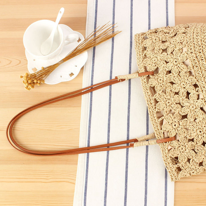 Hand-knotted beach bag with floral details Skanto