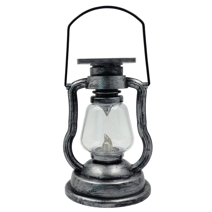 Antikke LED orkanlampe med flammende lys-effekt, glassklode og hengende håndtak, bærbar dekorativ lampe Skanto