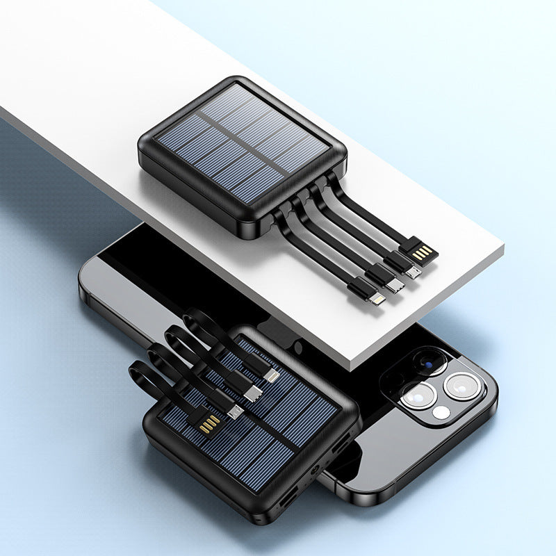Bærbar solcelle-powerbank med integrerte ladekabler og effektiv hurtigladerfunksjon Skanto