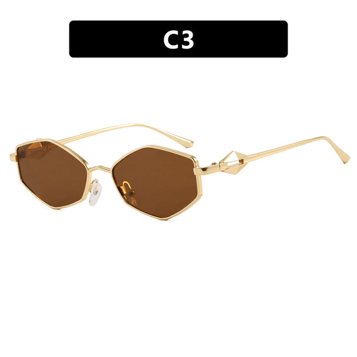 Dame geometrisk solbrille med beskyttende UV-filter og high-end metallramme Skanto
