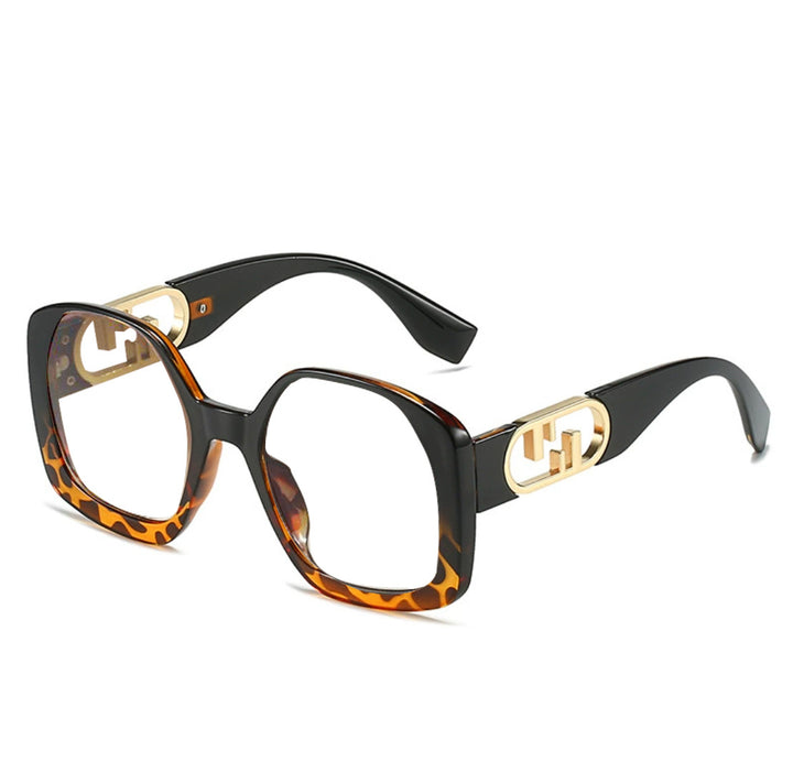 Dame oversized solbriller med ekstravagant geometrisk ramme og elegante detaljer Skanto